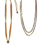 Traditional Long Thushi And Traditional Pohe Haar Golden CopperNecklace