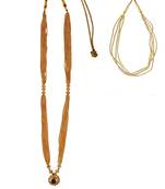 Kolhapuri Traditional Long And Jundal Poth Thushi Golden Copper Necklace Set