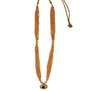 Kolhapuri Traditional Long And Jundal Poth Thushi Golden Copper Necklace Set 2