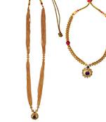 Kolhapuri Long Thushi And Red Ball Saaj Ghat Thushi Necklace Set