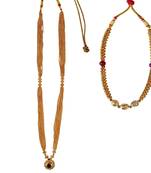 Kolhapuri  Traditional Long Thushi And Red Ball Golden Gunda Thushi Necklace