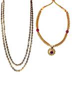 Kolhapuri Traditional Pohe Haar And Red Ball Saaj Ghat Thushi Necklace Set