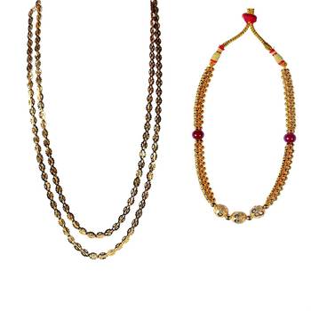 Kolhapuri Traditional Pohe Haar And Red Ball Golden Gunda Thushi Necklace Set 1