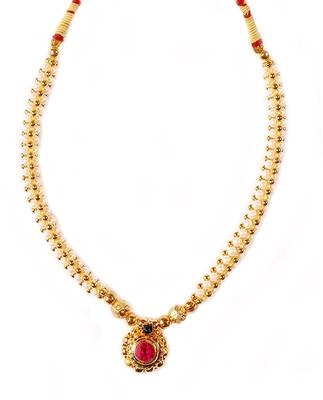 Kolhapuri  Awesome Stone and Pearl Pendent Studded Necklace Set 1