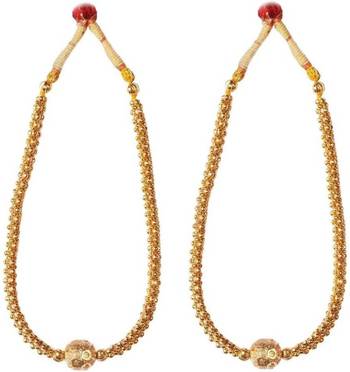 Kolhapuri Beads Studded Golden Necklace - Pack of 2 1