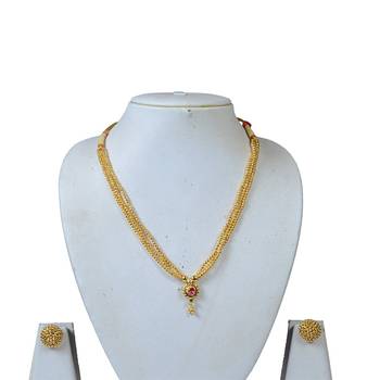Kolhapuri Panadi Jundala Poth Thushi with Earring Artificial Jewelry for Wedding Occasion for Women's 1
