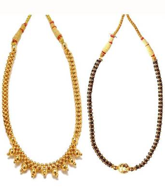 Kolhapuri Copper Gold Plating Gold Coloured Necklace set Combo 1
