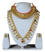 Kolhapuri Combo Pack of Two Artificial Jewellery Thushi with Kolhapuri Saz Necklace for Wedding Occasion for Women's