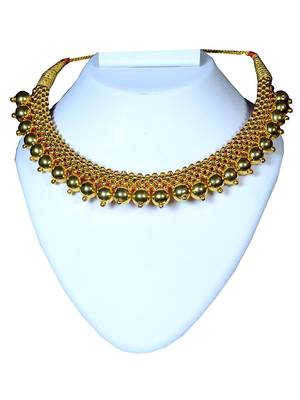 Kolhapuri Pearl in Gold Cage Chandbali Traditional Necklace  1