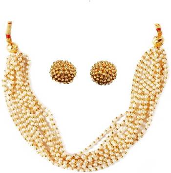 Kolhapuri Golden Necklace With Earrings 1