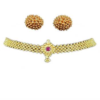 Kolhapuri Traditional Choker Thushi Necklace With Earrings 1