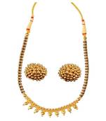 Kolhapuri Nine Ball Golden Copper Thushi Necklace With Earrings