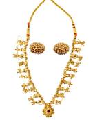 Kolhapuri 10 Panadi Golden Copper Saaj Necklace With Earrings