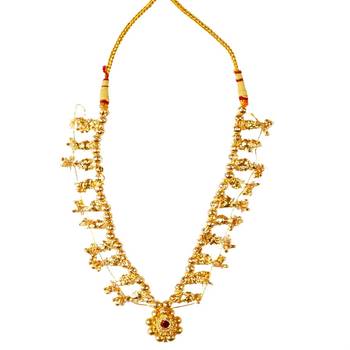 Kolhapuri 10 Panadi Golden Copper Saaj Necklace With Earrings 2