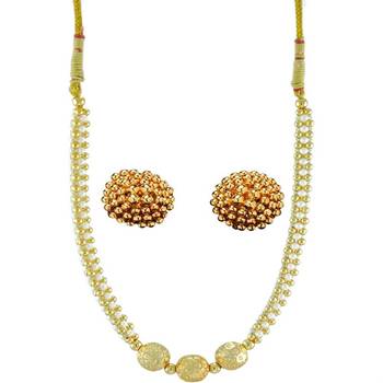 Kolhapuri Golden Gunda Thushi Necklace With Earrings 1
