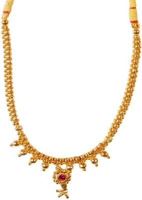 Soubhagya Jewellers Golden Copper 9 Ball Pendent Thushi With Earrings 2