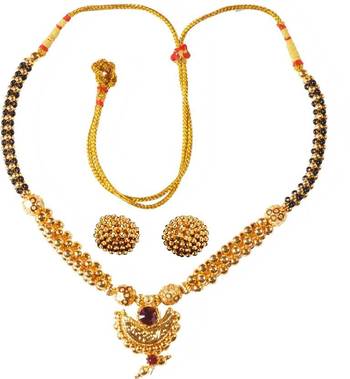 Soubhagya Jewellers Black Pearl Lambat Mani Chandrakor Pendent Kolhapuri Ghat With Earrings 1