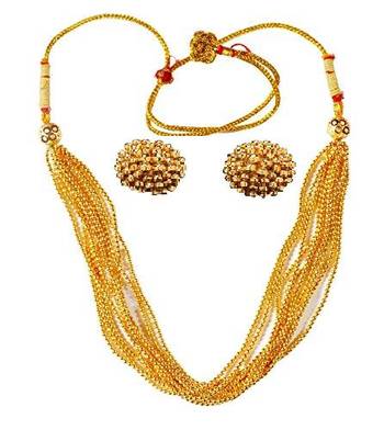 Soubhagya Jewellers 10 Layered Lambat Mani Panadi Kolhapuri Saaj With Earrings 1