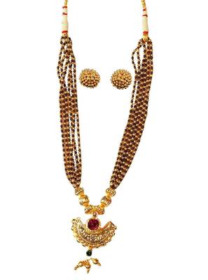 Soubhagya Jewellers Black color cooper made Necklace Mangalsutra With Earrings 1