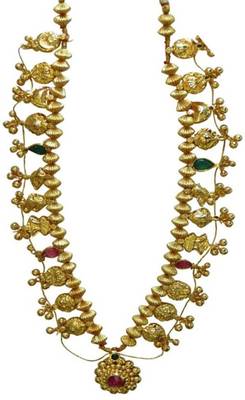 Soubhagya Jewellers Golden Lac Kolhapuri Saaj Necklace With Earrings 2