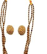 Soubhagya Jewellers Antique Indian Pearl Golden Black Thushi Necklace With Earrings