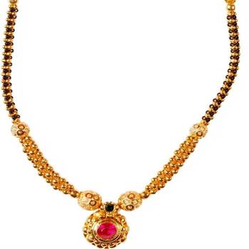 Soubhagya Jewellers Golden Brass Thushi Necklace With Earrings 1
