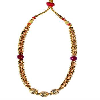 Soubhagya Jewellers Traditional Red Ball Golden Gunda Thushi …With Earrings 2