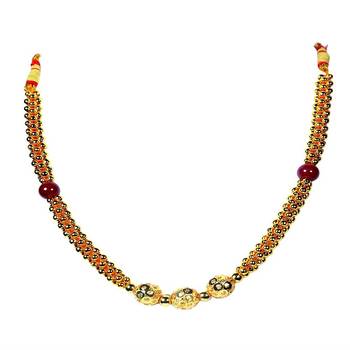 Soubhagya Jewellers Traditional Red Ball Golden Gunda Thushi …With Earrings 3