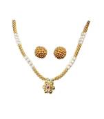 Maharashtrian Attractive Golden Work Soubhagya Jewellery Moti Thushi Set Neckpiece …WIth Earrings