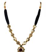 Kolhapuri  Traditional Strands of Black and Gold Beads Dorale Brass Mangalsutra