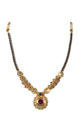 Kolhapuri  Traditional Black Pearl Lambat Mani Chandrakor Pendent Kolhapuri Thushi Necklace 1