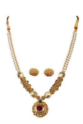 Kolhapuri Traditional Pearl lambat mani kolhapuri thushi necklace With Earrings 1
