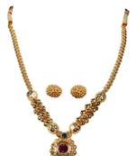 Kolhapuri Traditional Golden Thushi Necklace With Earrings
