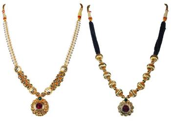 Kolhapuri Traditional Thushi And Mangalsutra Necklace Set 1