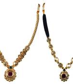 Kolhapuri  Traditional Golden Thushi Necklace With Earrings