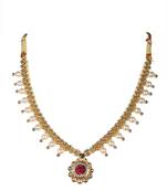 Kolhapuri Traditional Moti Golden Thushi Necklace For Women