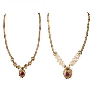 Kolhapuri  Traditional Golden And Moti Thushi Combo 1