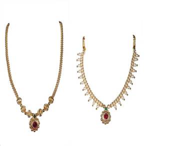 Kolhapuri Traditional Golden And Moti Thushi Combo 1