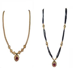 Kolhapuri Traditional Golden Thushi And Mangalsutra 1