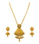 Ethnic One Gram Gold Plated Sprial Designer Pendant Set With Earring for Girls & Women with 18 inches chain