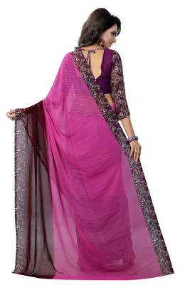 Multicolor printed georgette saree with blouse 4