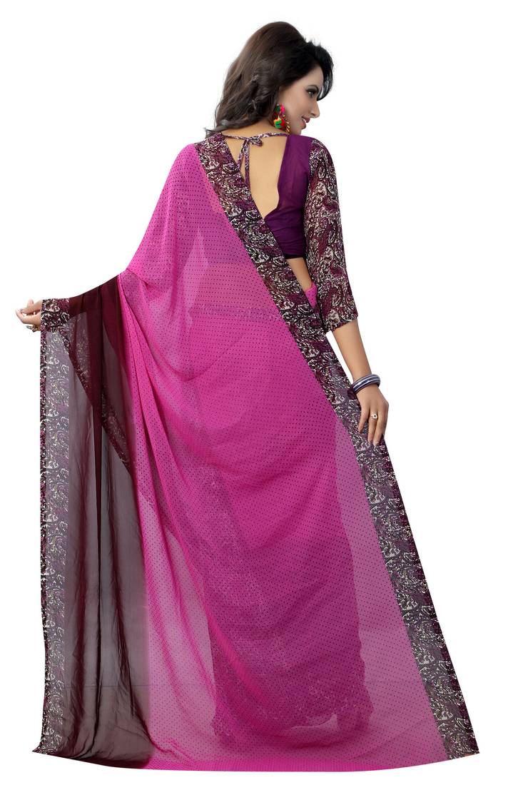 Multicolor printed georgette saree with blouse