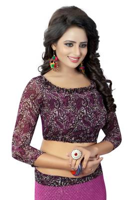 Multicolor printed georgette saree with blouse 5