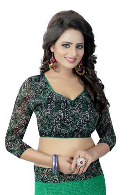 Multicolor printed georgette saree with blouse pack of- 2 5
