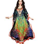 Multi Color Digital Printed High Quality Satin Silk Long Designer Kaftan