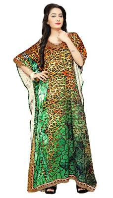 Multi Color Digital Printed High Quality Satin Silk Long Designer Kaftan 1