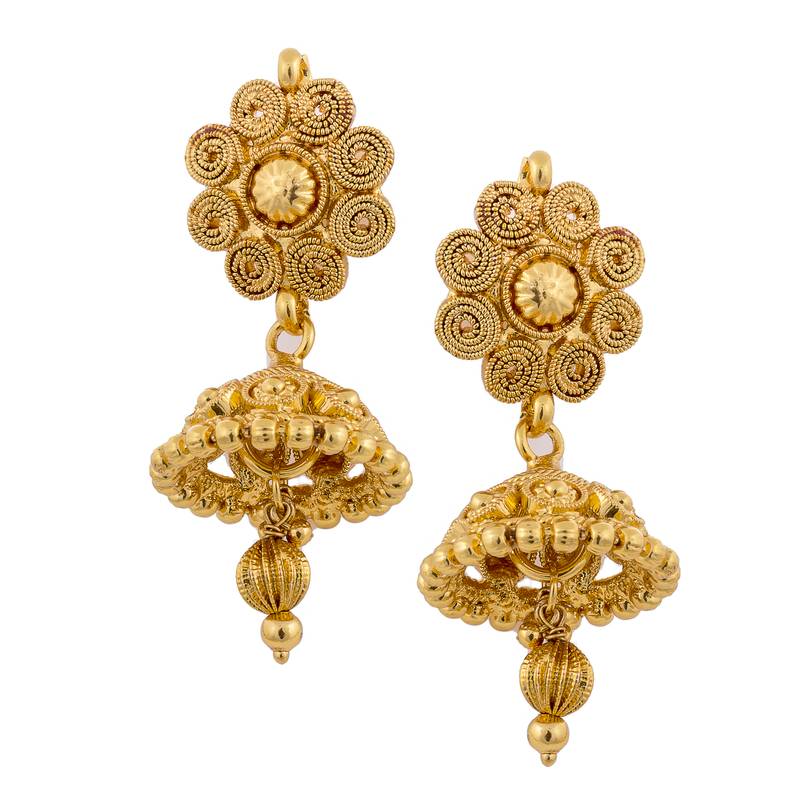 Ethnic One Gram Gold Plated Sprial Designer Pendant Set With Earring for Girls & Women with 18 inches chain