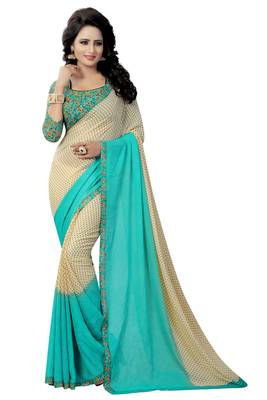 Multicolor printed georgette saree with blouse 6
