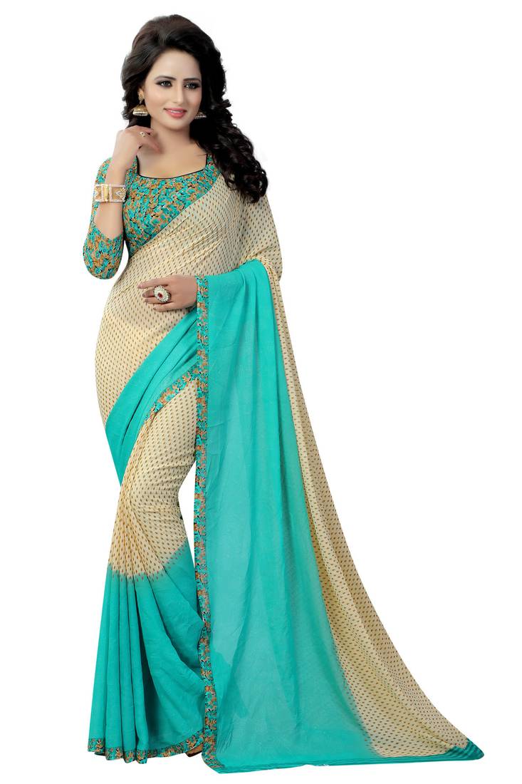 Multicolor printed georgette saree with blouse