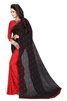 Multicolor printed georgette saree with blouse pack of- 2 7
